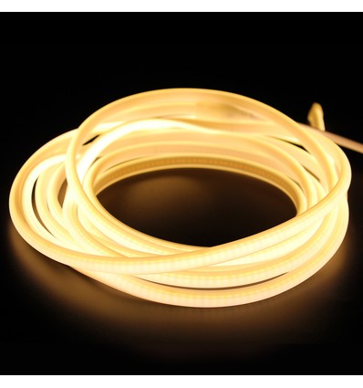 5 m.vanntett Ridebane Neon COB LED strip - 230V, IP67, 288 LED, 11,5W/m, kan kuttes hver 10cm