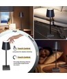 LED bordslampa med trådös laddning - Svart, IP54 Inomhus/utomhus, touchdimbar