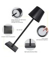 Lampe de table LED avec charge sans fil - Noir, IP54 intérieur/extérieur, tactile dimmable