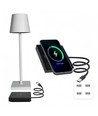 Lampe de table LED avec charge sans fil - Blanc, IP54 intérieur/extérieur, tactile dimmable