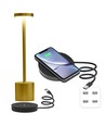 Oplaadbare LED tafellamp met draadloos opladen - Goud, IP54 Binnen/buiten, touch dimbaar