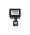 10W projektør med sensor - IP44, Sort, arbejdslampe, PIR sensor