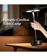 Lampe de table LED rechargeable - Noir, tactile dimmable, CCT, IP20