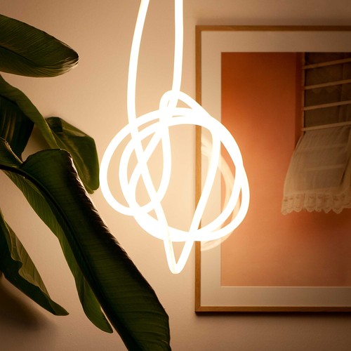 10m Neon Flex Tube til Indretning - 230V, Varm hvid, D16 Neon komplet sæt