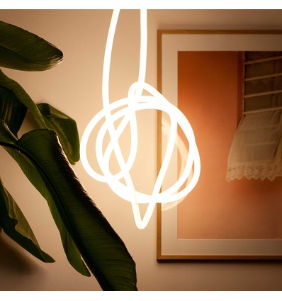 10m Neon Flex Tube til Indretning - 230V, Varm hvid, D16 Neon komplet sæt