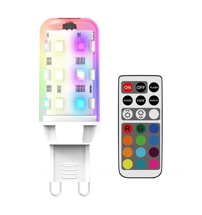 2 stuks G9 2W RGBW LED lampen - Incl. RF afstandsbediening