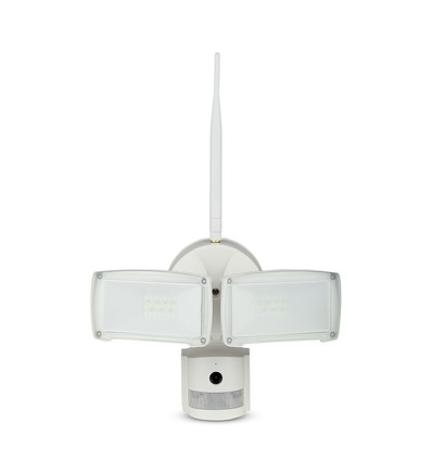 18W LED lyskaster med WiFi kamera og PIR sensor - 600lm, IP65, hvit, utendørs, kald hvit