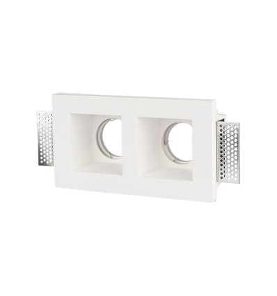 Dobbel gips innfellingsspot - Firkantet, hvit, til 2x GU10/GU5.3, max 35W, IP20