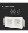 Spot encastrable double en plâtre - Carré, blanc, pour 2x GU10/GU5.3, max 35W, IP20