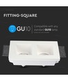 Dobbel gips innfellingsspot - Firkantet, hvit, til 2x GU10/GU5.3, max 35W, IP20