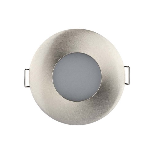 Spot encastrable GU10, Nickel satiné - Rond, IP54, Perçage : Ø7,5 cm, Dim : Ø8,4 cm, sans source lumineuse
