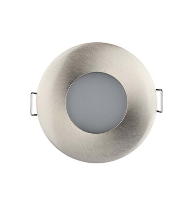 GU10 infälld downlight, Satin nickel - Rund, IP54, Hål: Ø7,5 cm, Mått: Ø8,4 cm, utan ljuskälla