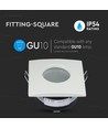GU10 infälld downlight, kvadratisk - Vit, IP54, Hål: Ø7,5 cm, Mått: 84x84 mm, zinklegering