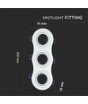 3-huls GU10 indbygningsspot - Rund, hvid, aluminium, Hul: 23,5 x 7,5 cm, Mål: 25,5 x 9,1 cm
