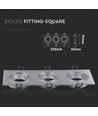 Spot encastrable 3xGU10, carré - Aluminium brossé, fonte d'aluminium, sans source lumineuse