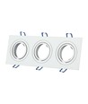 Spot encastrable carré 3-trous pour 3x GU10 - Blanc, aluminium, IP20 intérieur, perçage : 235x75mm, dim : 255x91mm