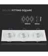 3-gats vierkante inbouwspot voor 3x GU10 - Wit, aluminium, IP20 binnen, gat: 235x75mm, afm: 255x91mm