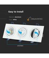 Spot encastrable carré 3-trous pour 3x GU10 - Blanc, aluminium, IP20 intérieur, perçage : 235x75mm, dim : 255x91mm