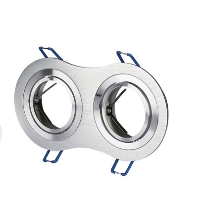 Spot encastrable GU10 double - Rond, aluminium brossé, orientable, sans source lumineuse