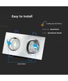 Double spot encastrable GU10, carré - Aluminium brossé, IP20 intérieur, perçage : 155 x 75 mm