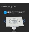 Spot encastrable GU10 - Carré, blanc, aluminium, perçage : Ø7,5 cm, dim : 9,1 x 9,1 cm