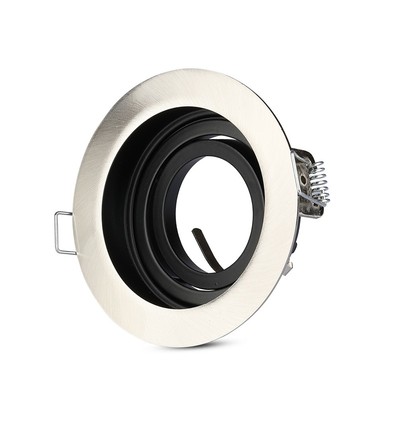 Spot encastrable GU10 - Rond, nickel satiné, perçage : Ø9 cm, dim : Ø10 cm, sans source lumineuse