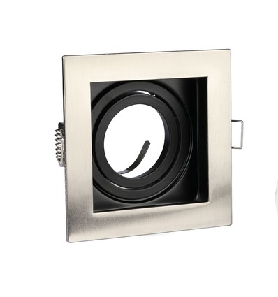 GU10 infälld spot, kvadratisk - Satin nickel, 100x100mm, utan ljuskälla