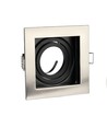 GU10 innfellingsspot, kvadratisk - Satin nikkel, 100x100mm, uten lyskilde