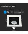 GU10 infälld spot, kvadratisk - Vit, aluminium, hål: 90x90 mm, mått: 100x100 mm, utan ljuskälla