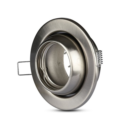 Spot encastrable GU10 - Rond, nickel satiné, orientable, Perçage : Ø9,0 cm, Dim : Ø10,0 cm, IP20 intérieur