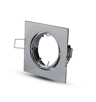 Spot encastrable GU10 Carré - Chrome, IP20 intérieur, Perçage : Ø7,4 cm, sans source lumineuse