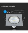 GU10 inbouwspot Vierkant - Chroom, IP20 binnen, Gat: Ø7,4 cm, zonder lichtbron