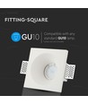Downlight GU10 pour plafond en plaques de plâtre à encastrer - Sans source lumineuse ni douille, 12x12cm, carré, encastré
