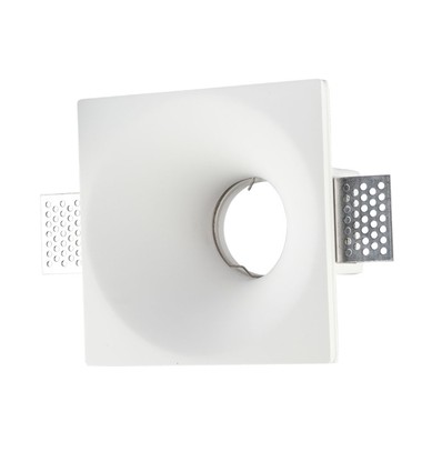 Spot encastrable carré en plâtre blanc - Pour GU10, 121 x 121 mm, IP20 intérieur, peut être peint