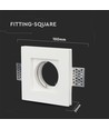 GU10 innfellingsspot i gips, firkantet - Hvit, uten lyskilde, hull: 10,3 x 10,3 cm, IP20