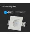 GU10 innfellingsspot i gips, firkantet - Hvit, uten lyskilde, hull: 10,3 x 10,3 cm, IP20