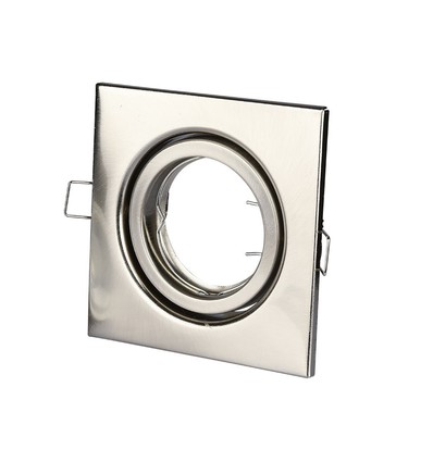 GU10 innfellingsspot - Satin nikkel, kvadratisk, hull: Ø7,4 cm, Ferrum