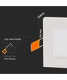 6W 12x12cm LED indbygningspanel - Hul: 11x11 cm, Mål: 12x12 cm