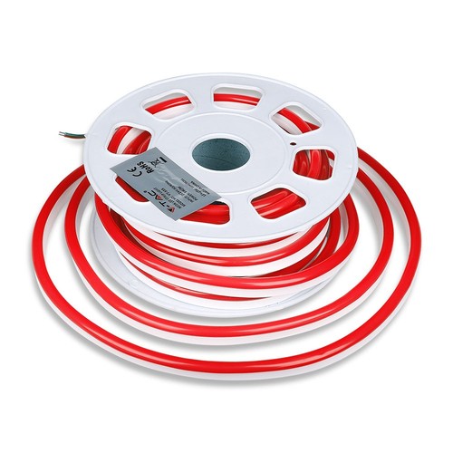 10m 8W/m Rød Neon Flex LED - 24V, IP65, 9x16,5mm