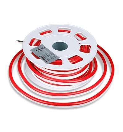 10m 8W/m Néon Flex LED Rouge - 24V, IP65, 9x16,5mm