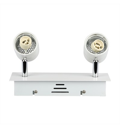 2x GU10 spot sur rail pour rail 1 phase - Blanc, aluminium, orientable, sans source lumineuse
