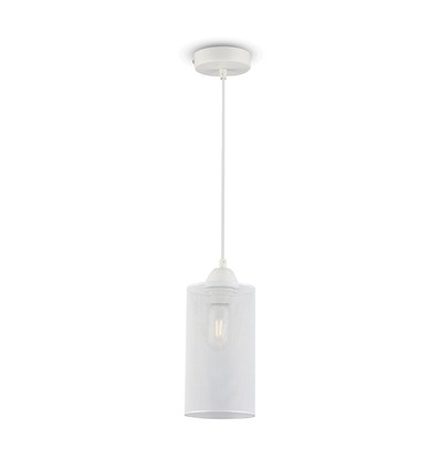 E27 pendel i mat hvid metal - Ø13cm, 1 meter ledning, IP20 indendørs, 5 års garanti
