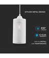 E27 pendel i matt vit metall - Ø13cm, 1 meter sladd, IP20 inomhus, 5 års garanti