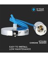 Suspension E27 en chrome avec câble bleu clair - Ø3,6cm, cylindrique, métal, sans source lumineuse