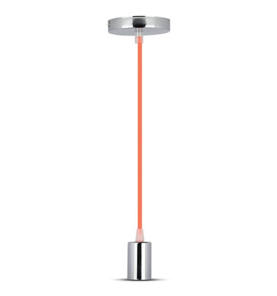 Suspension E27 en chrome avec câble orange - Ø3,6 cm, sans source lumineuse, IP20