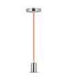 Suspension E27 en chrome avec câble orange - Ø3,6 cm, sans source lumineuse, IP20