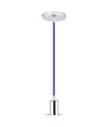 Suspension E27 en chrome avec câble violet - Ø3,6 cm, 5 ans de garantie, sans source lumineuse