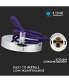 Suspension E27 en chrome avec câble violet - Ø3,6 cm, 5 ans de garantie, sans source lumineuse