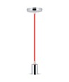 Suspension E27 en chrome avec câble rouge - Cylinder, Ø3,6 cm, sans source lumineuse