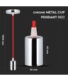 Suspension E27 en chrome avec câble rouge - Cylinder, Ø3,6 cm, sans source lumineuse
